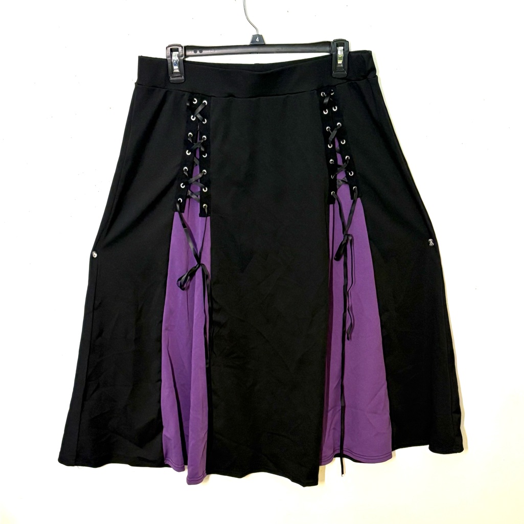 Black And Purple Lace Up Midi Skirt. Viking Wench Style. Size 1xl. Nwt.